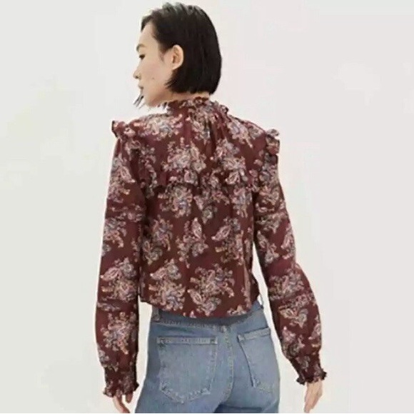 NWT women’s VERONICA BEARD paisley Hopkins Printed Long Sleeve Ruffle Blouse sz6 - Picture 2 of 10